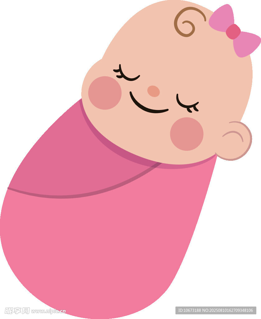 裹粉色襁褓的可爱女婴