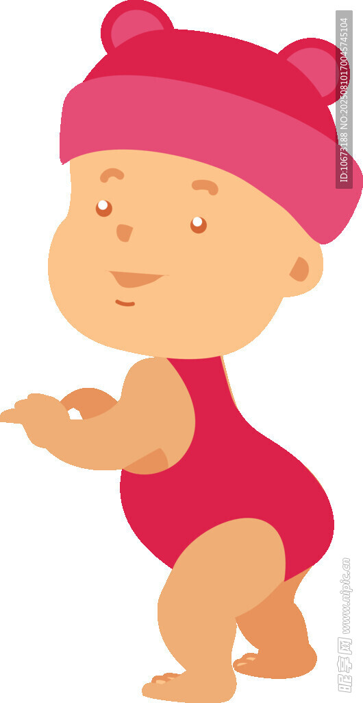 可爱红衣婴儿学步瞬间