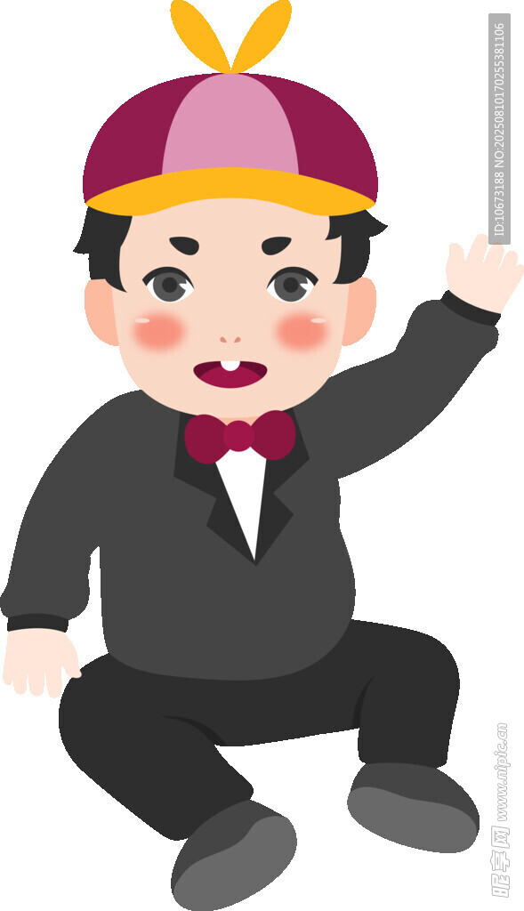 戴帽小男孩开心挥手