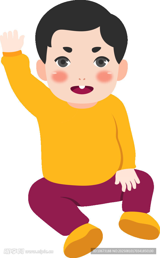 挥手的可爱小男孩