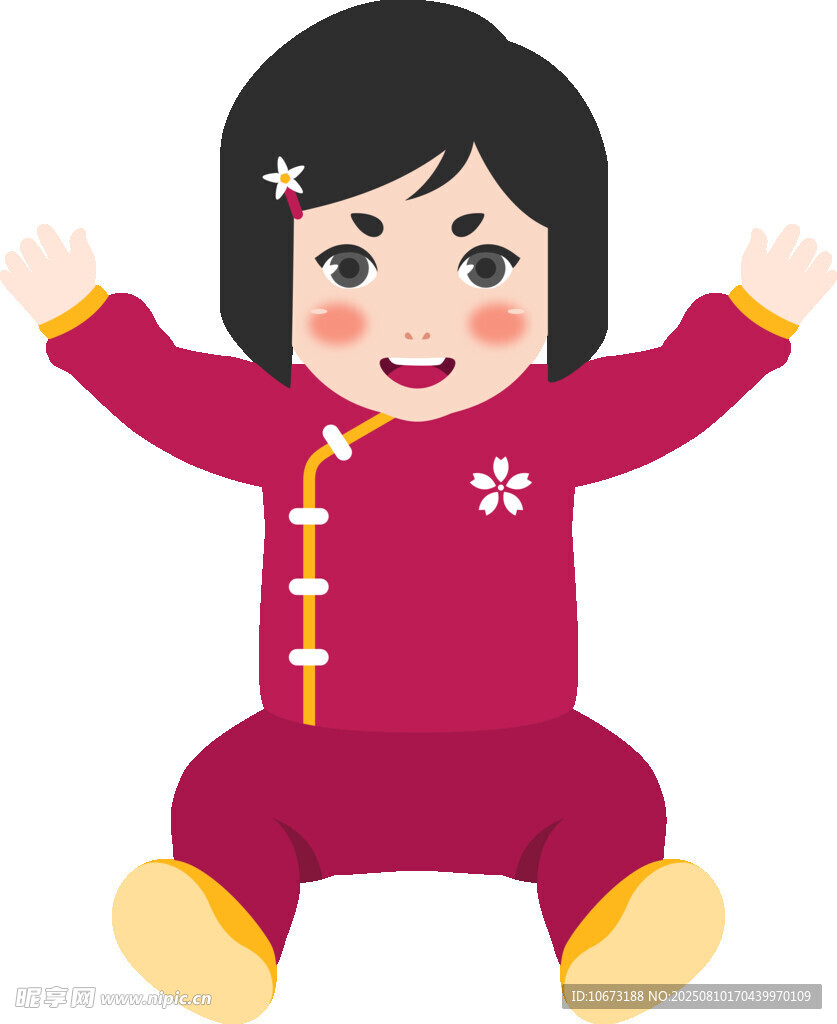 穿中式服装的可爱小女孩