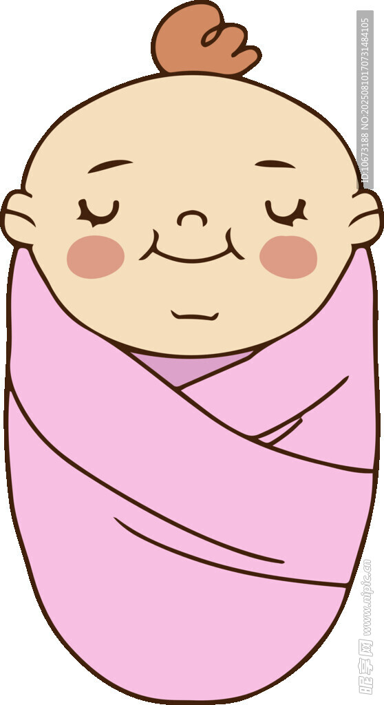 裹粉色襁褓的可爱小婴儿