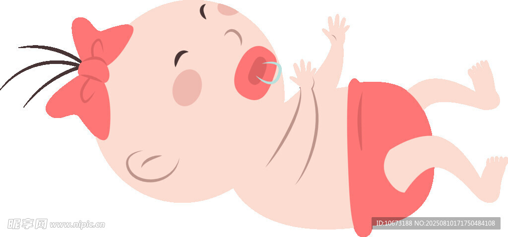 可爱萌趣婴儿躺姿插画