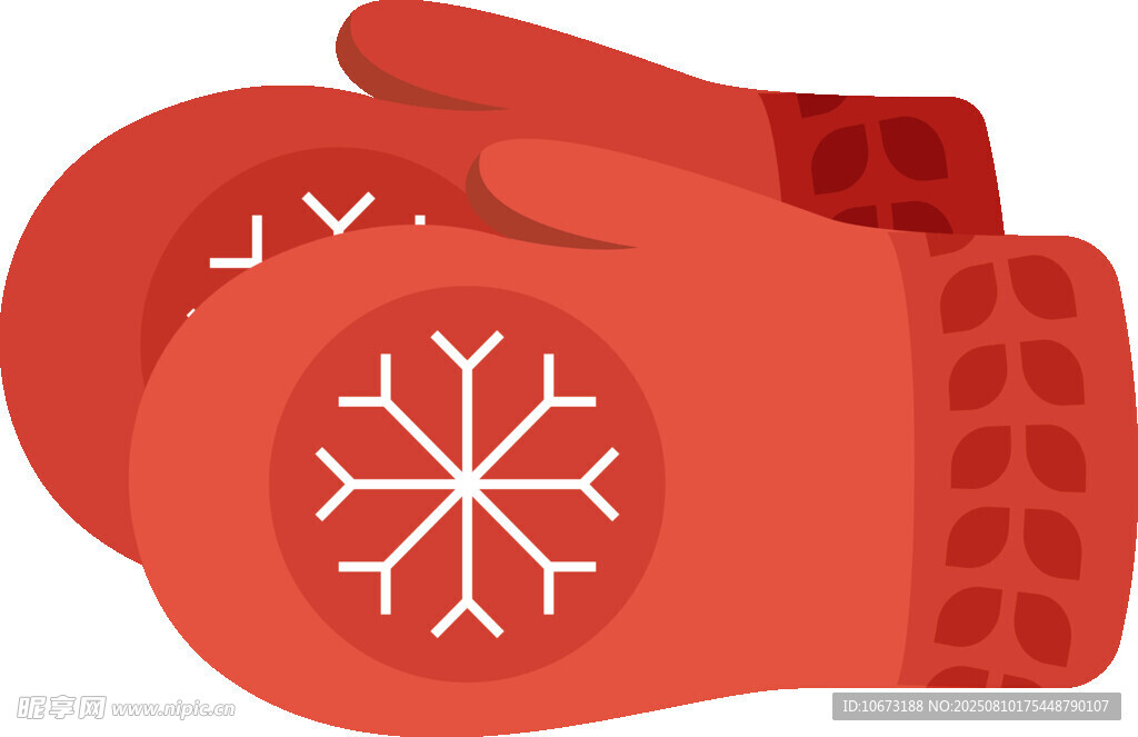 红色雪花图案保暖手套