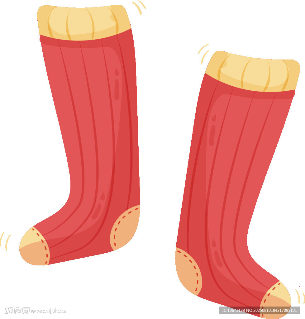 红色保暖长筒袜插画