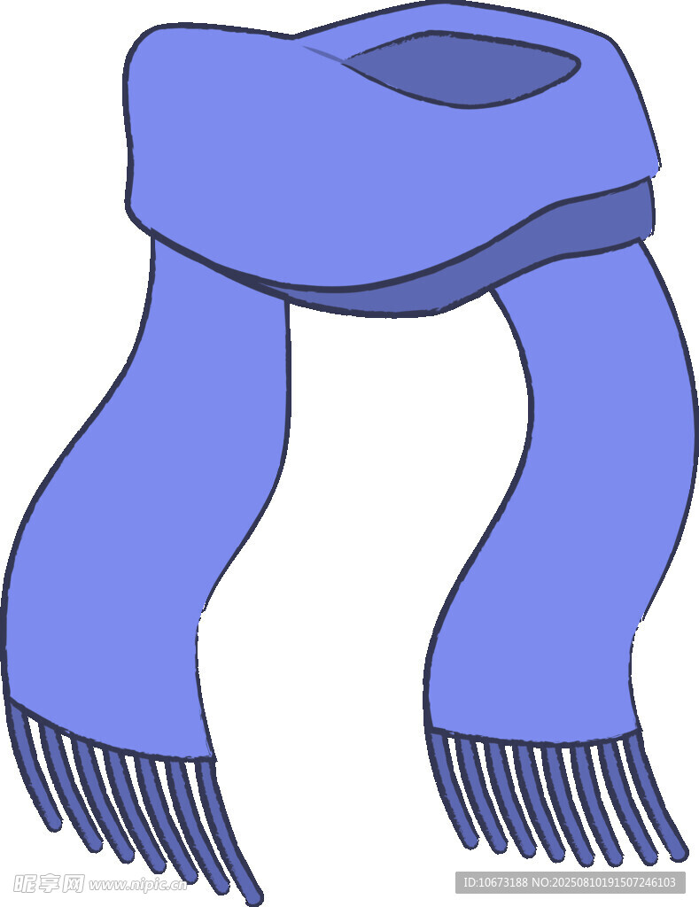 蓝色流苏围巾插画