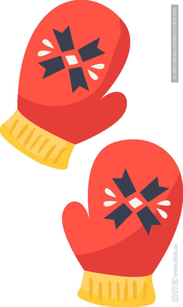 红色花纹保暖手套