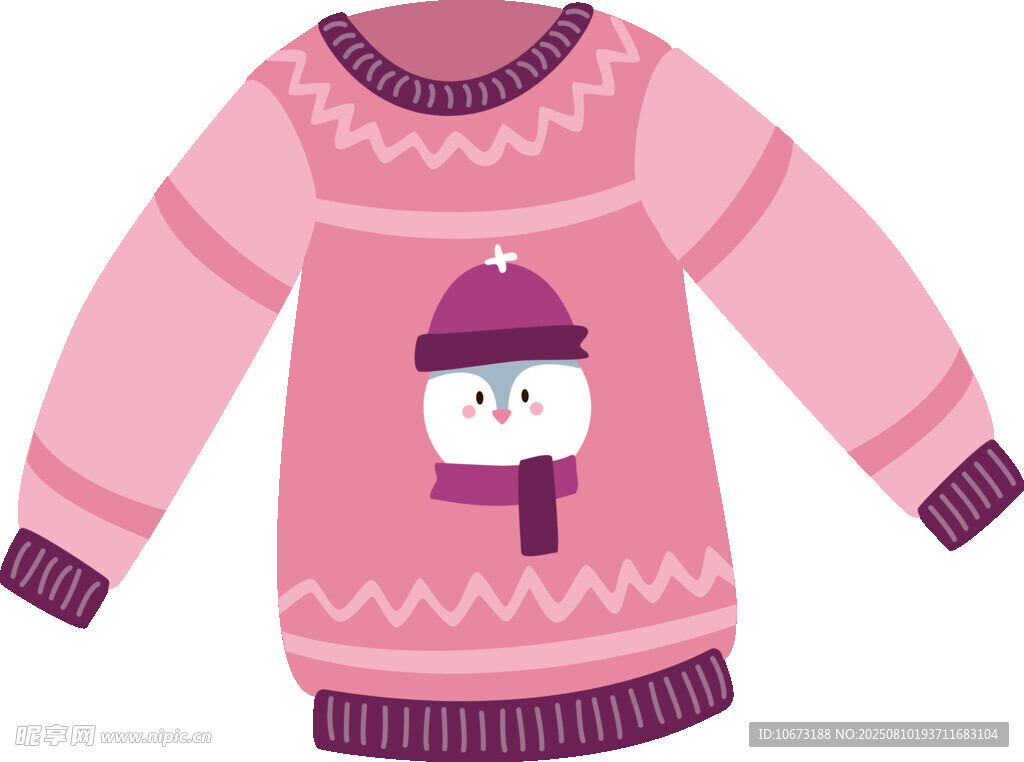 粉色雪人图案儿童毛衣
