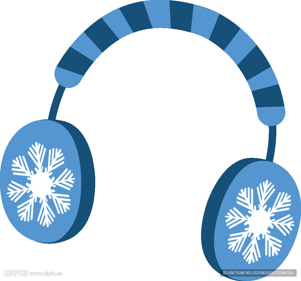 蓝色雪花图案保暖耳罩