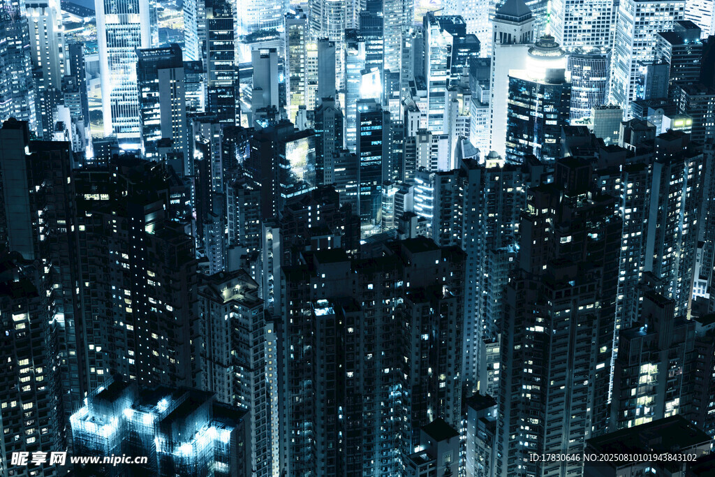 繁华都市夜景俯瞰