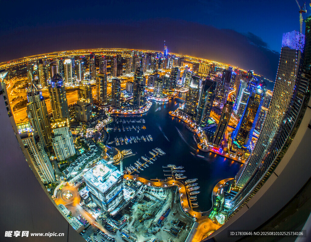 城市璀璨夜景俯瞰图
