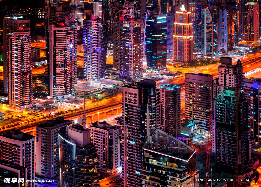 繁华都市夜景璀璨灯火