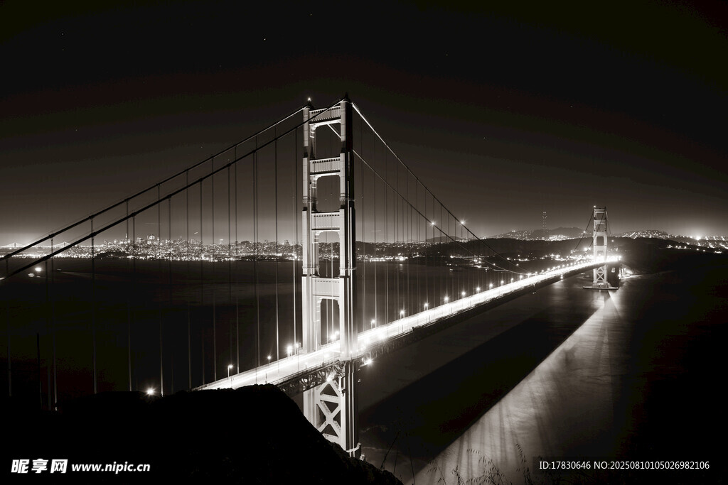夜晚跨海大桥美丽夜景