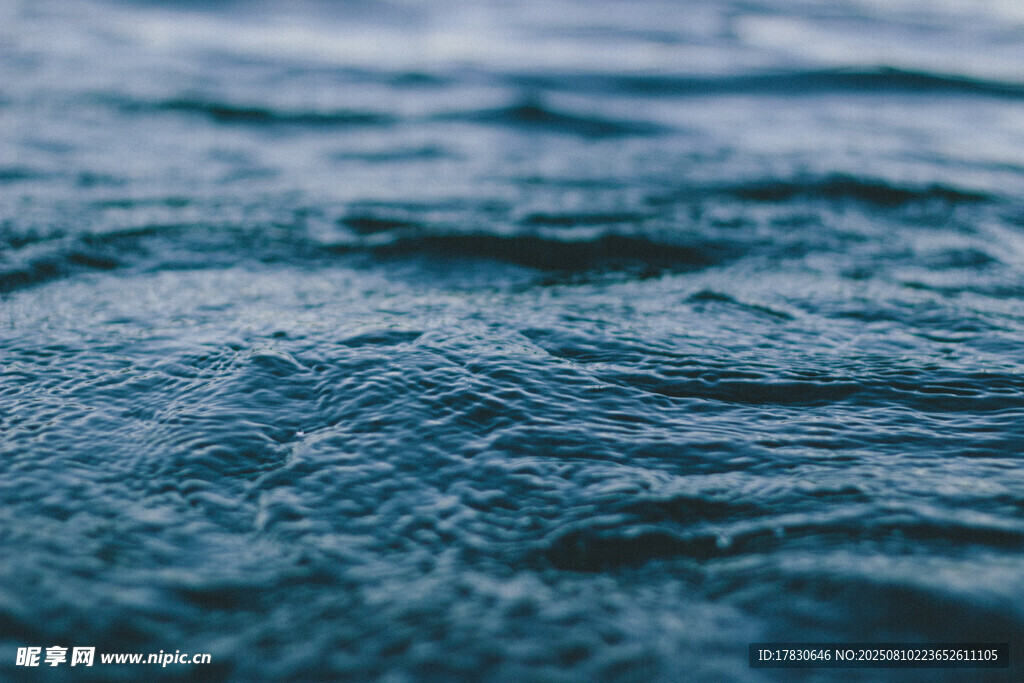 蓝色水波纹理特写