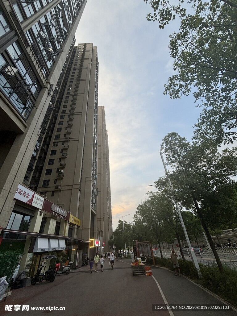城市街道旁的高楼景观