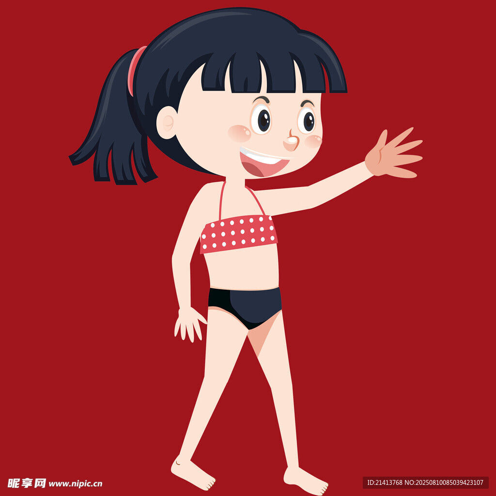 穿泳衣的可爱小女孩