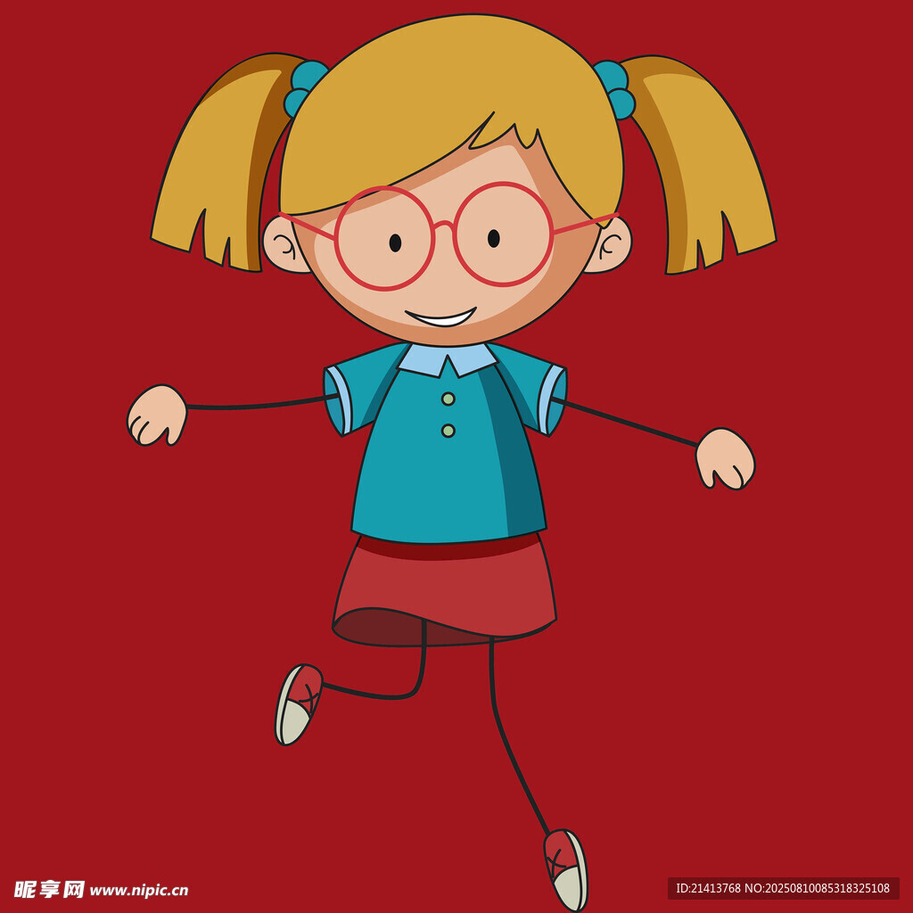 跳跃的双马尾女孩