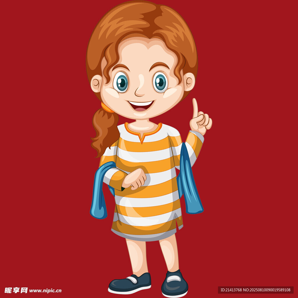 背着书包的可爱小女孩