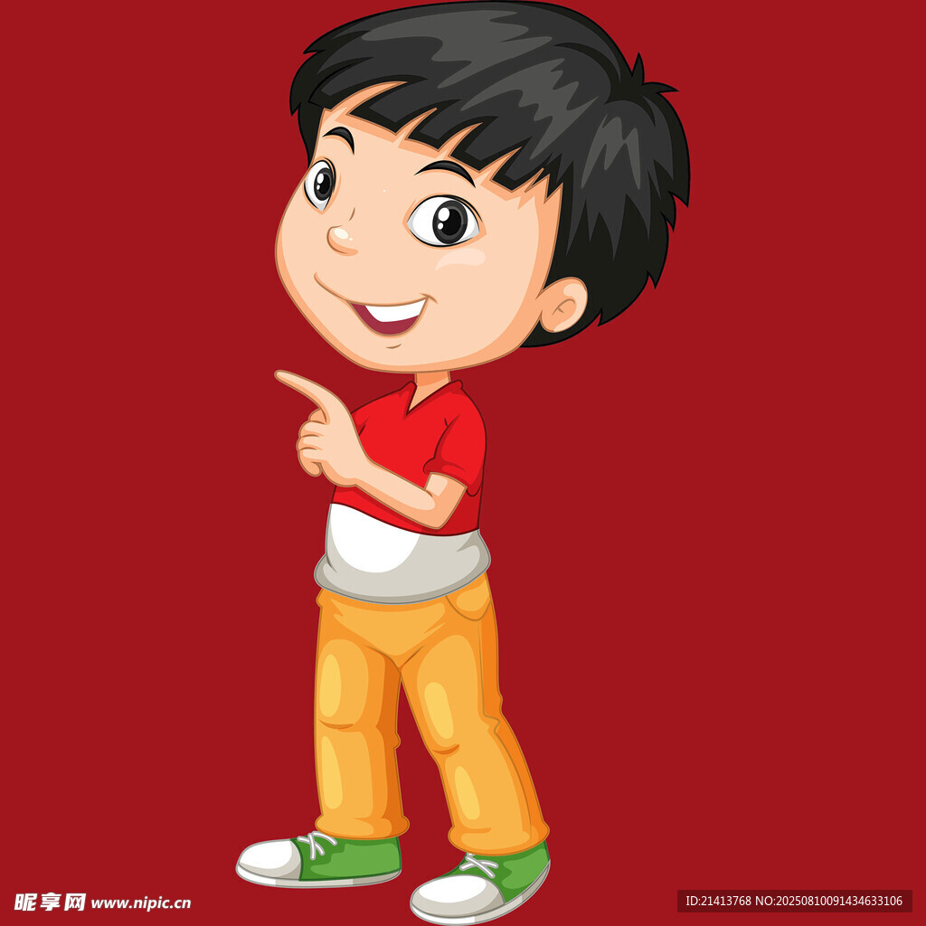 可爱小男孩开心指引方向