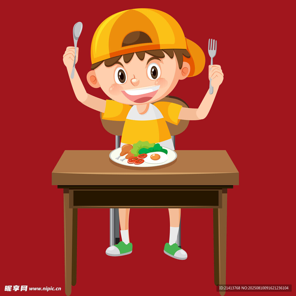 小男孩开心用餐时刻