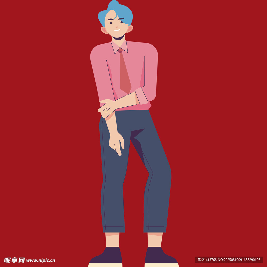 时尚男士站姿插画