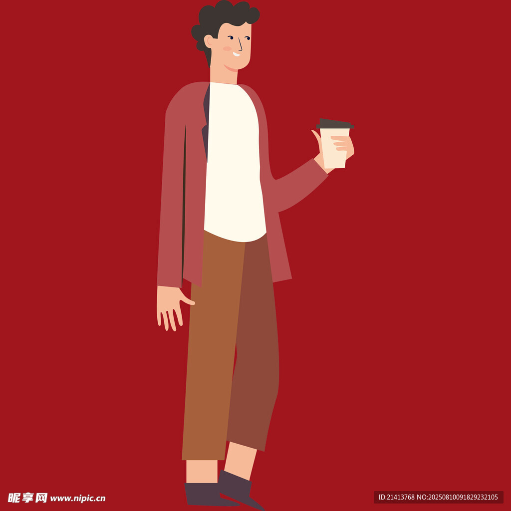 手持咖啡的时尚男子