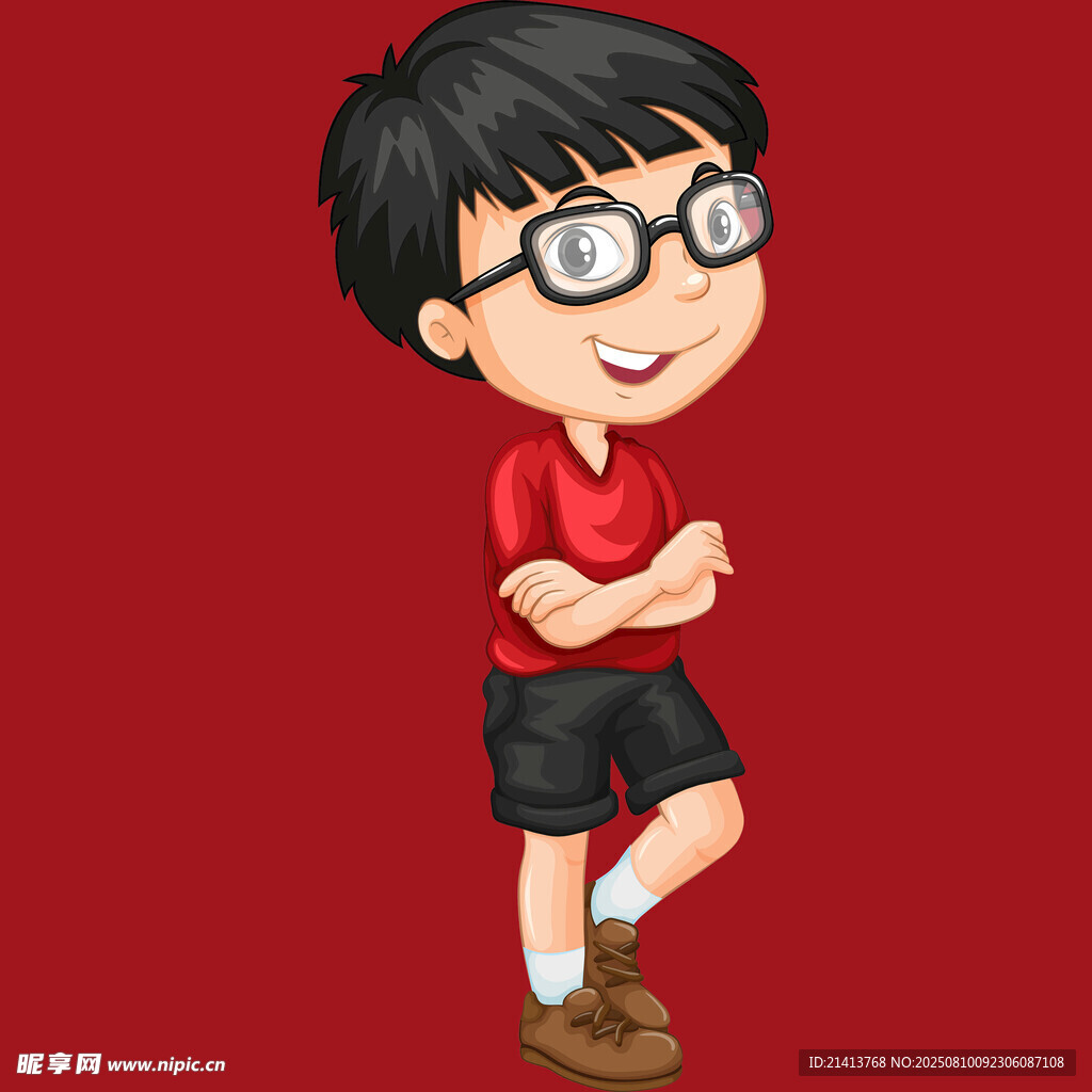 戴眼镜的红衣小男孩