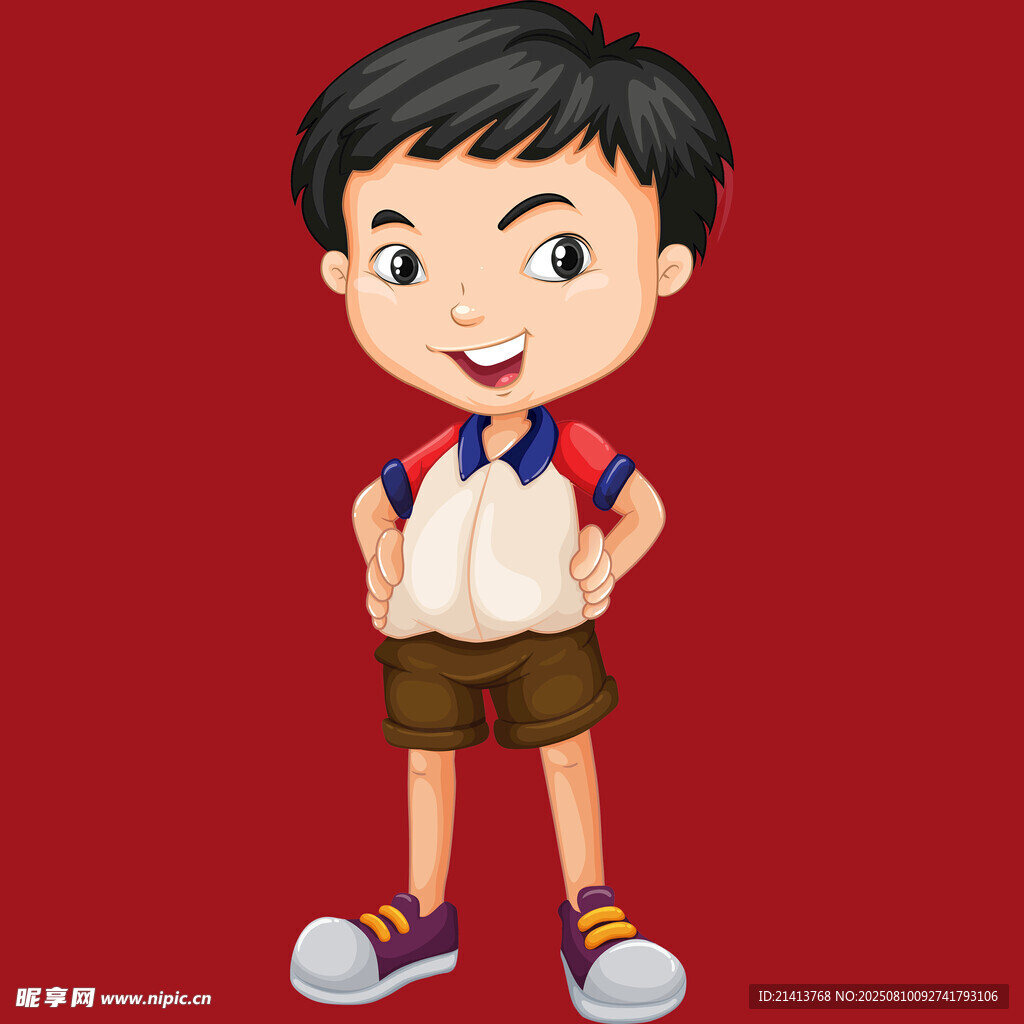 可爱小男孩自信站姿