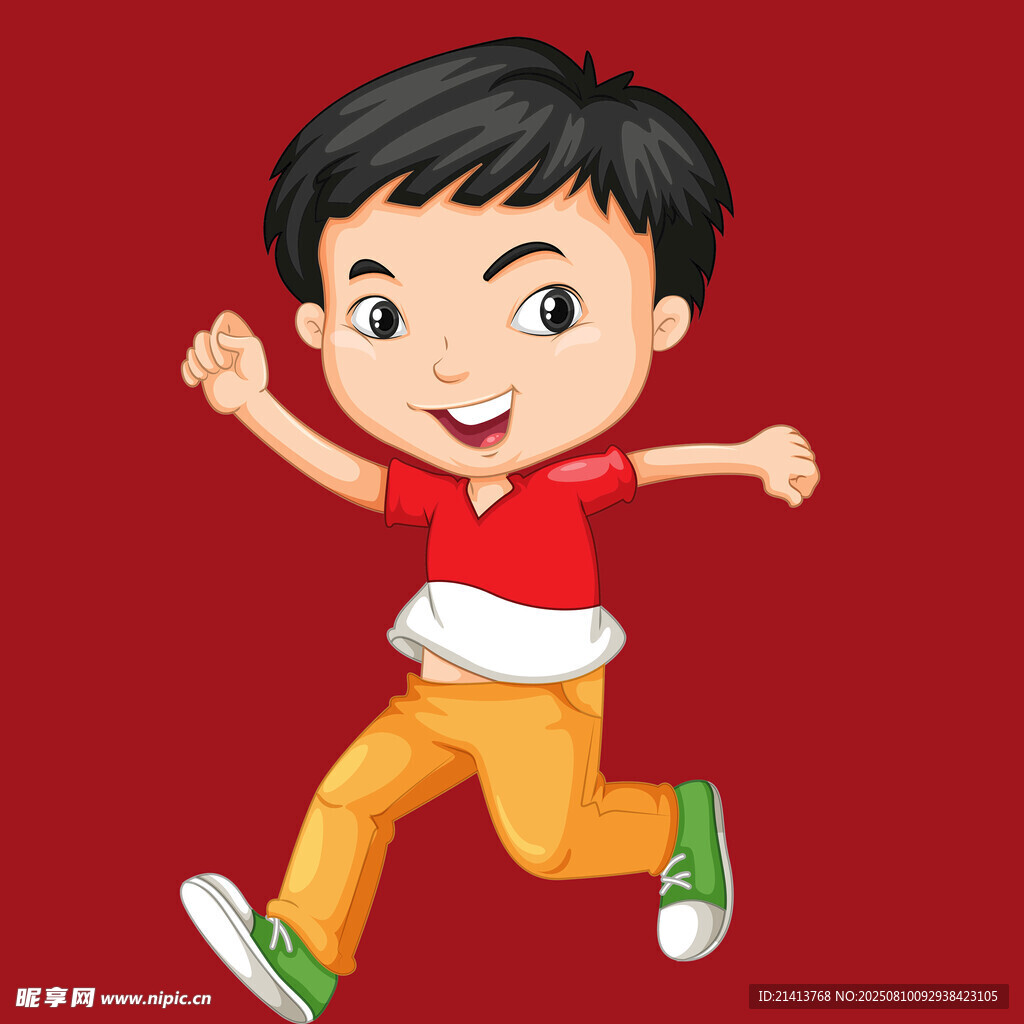 奔跑的活力小男孩