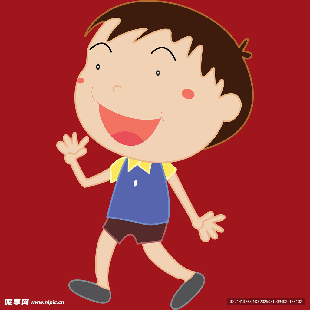 快乐奔跑的小男孩