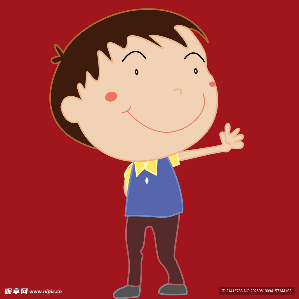 微笑男孩热情挥手