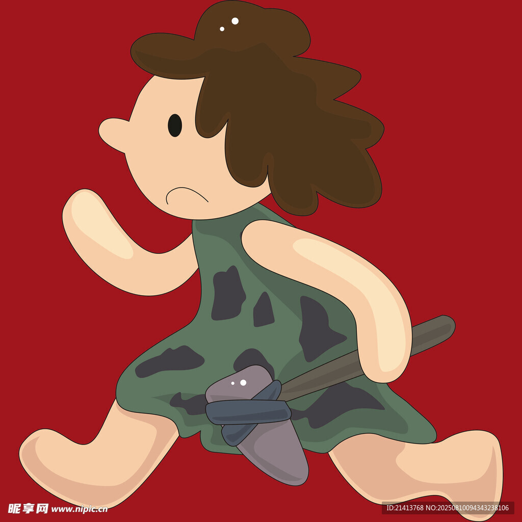 奔跑的卡通女孩与小物件