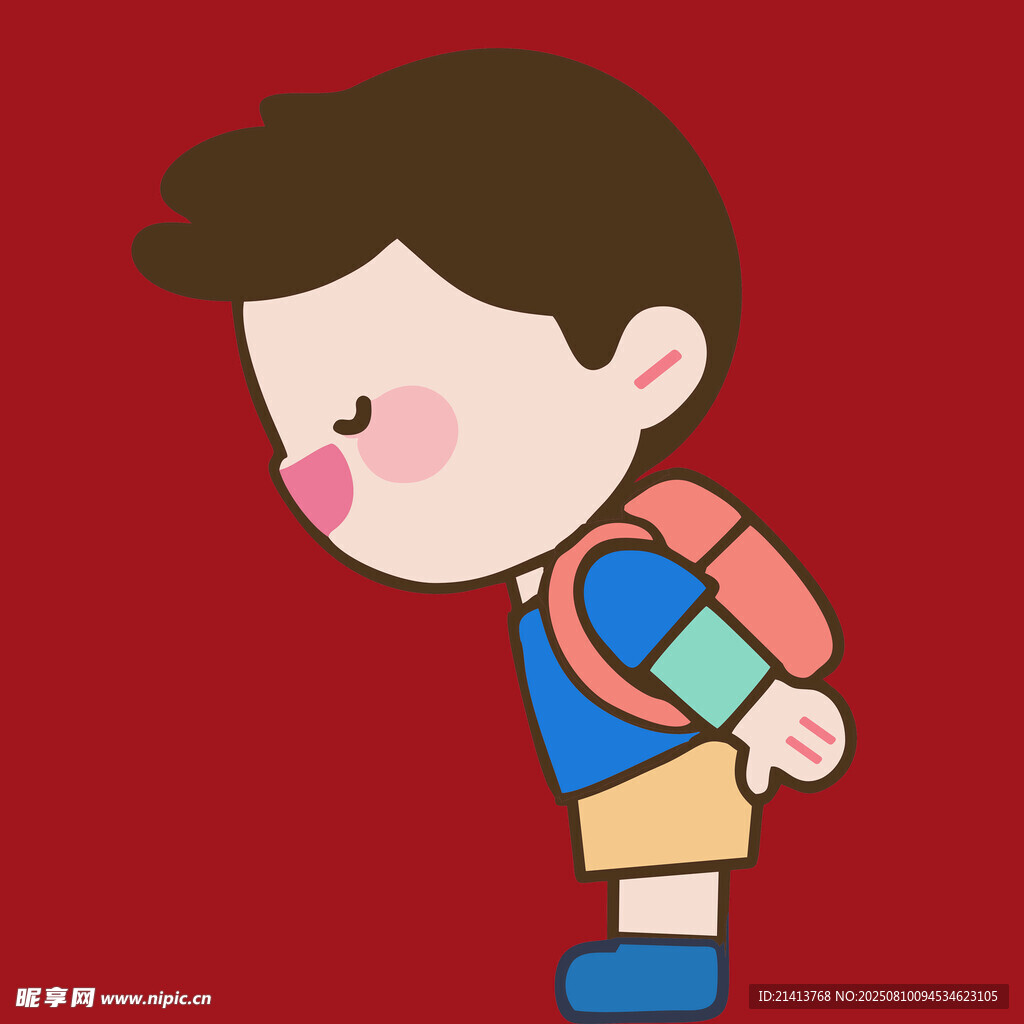 背着书包的可爱小男孩