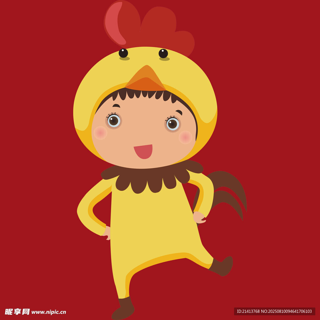 穿小鸡服装快乐起舞的孩子