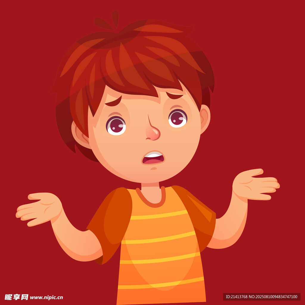 困惑男孩摊手表情