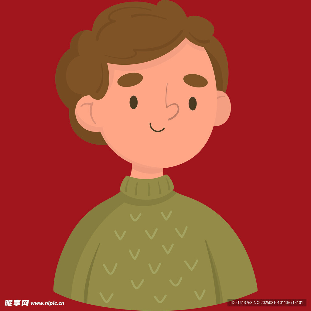 穿绿毛衣的微笑男孩