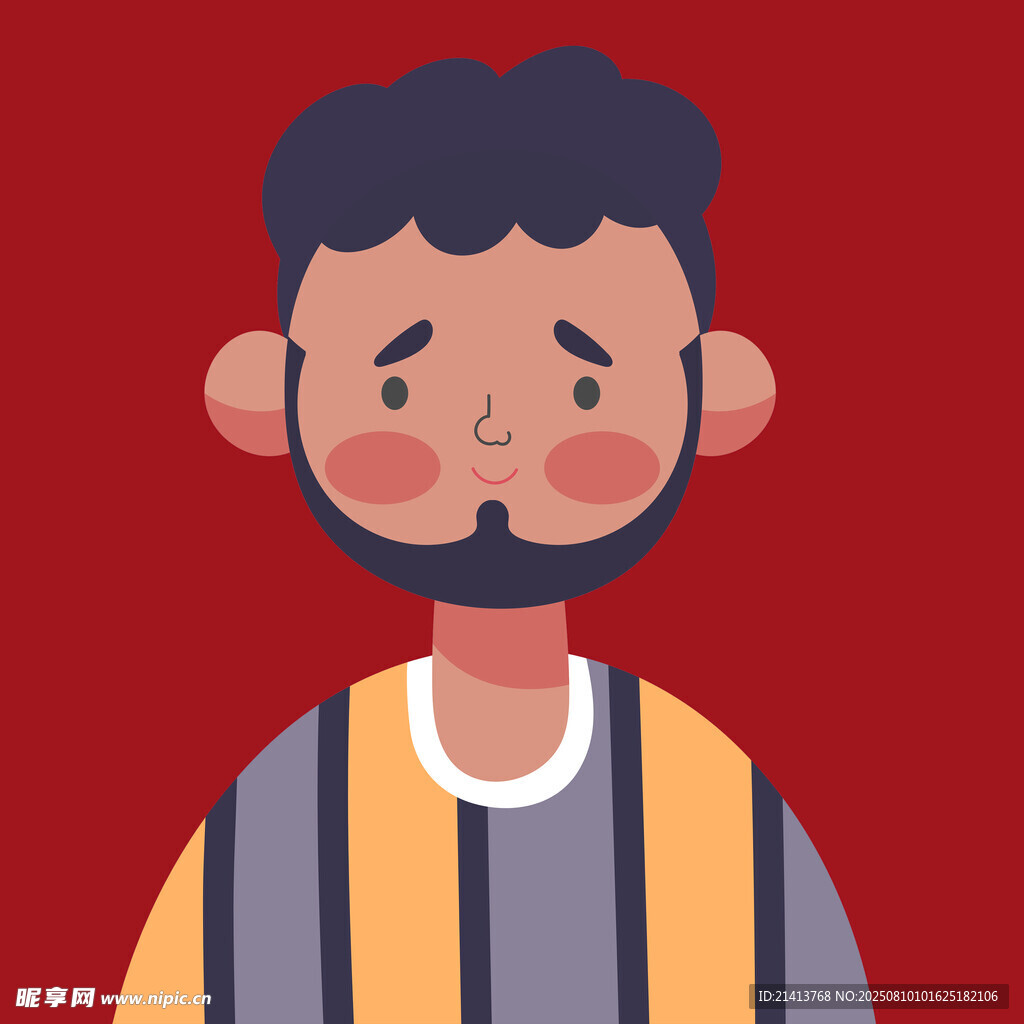 留胡须的男性卡通形象