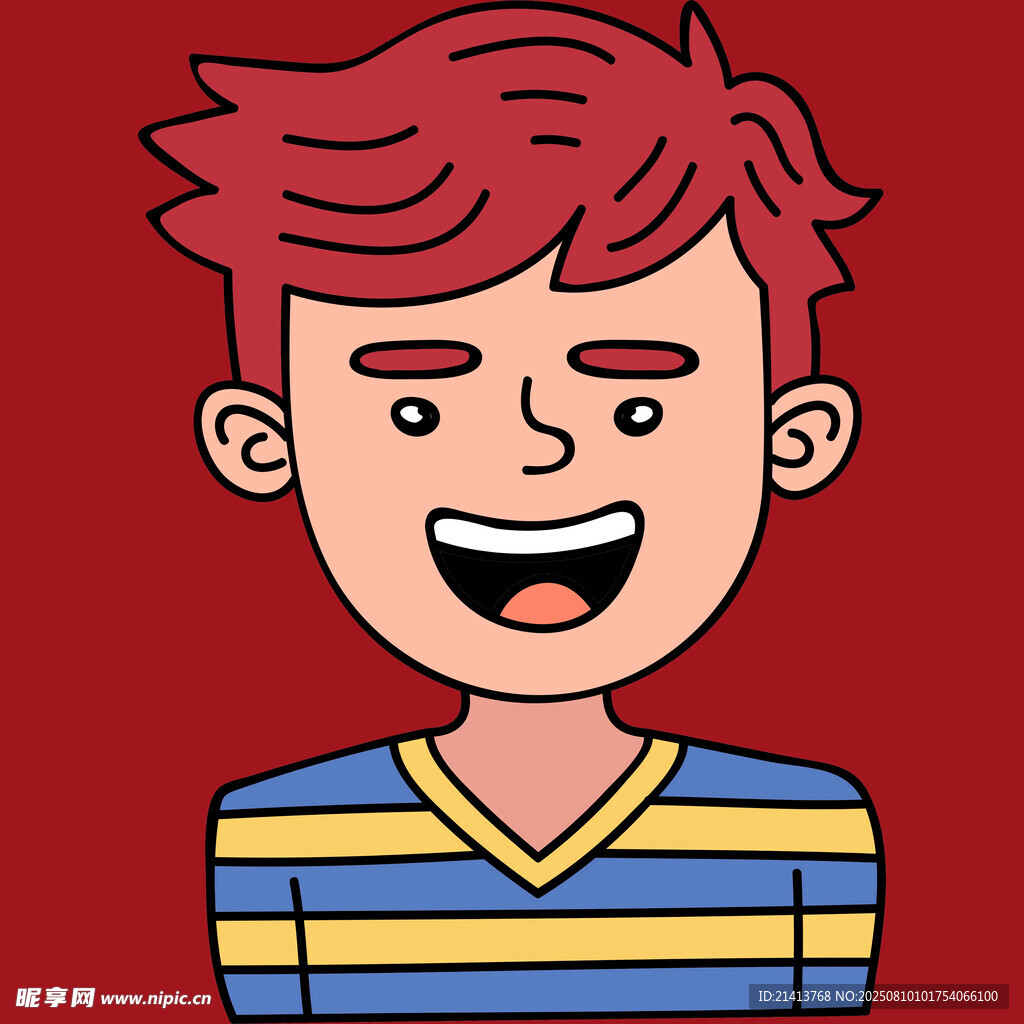 红发条纹衫开心男孩