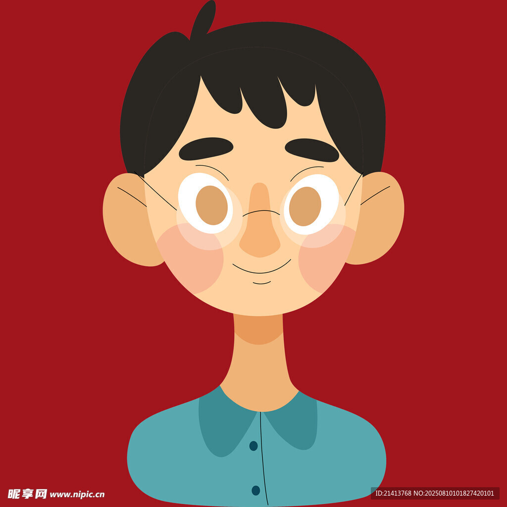 戴眼镜的微笑男孩