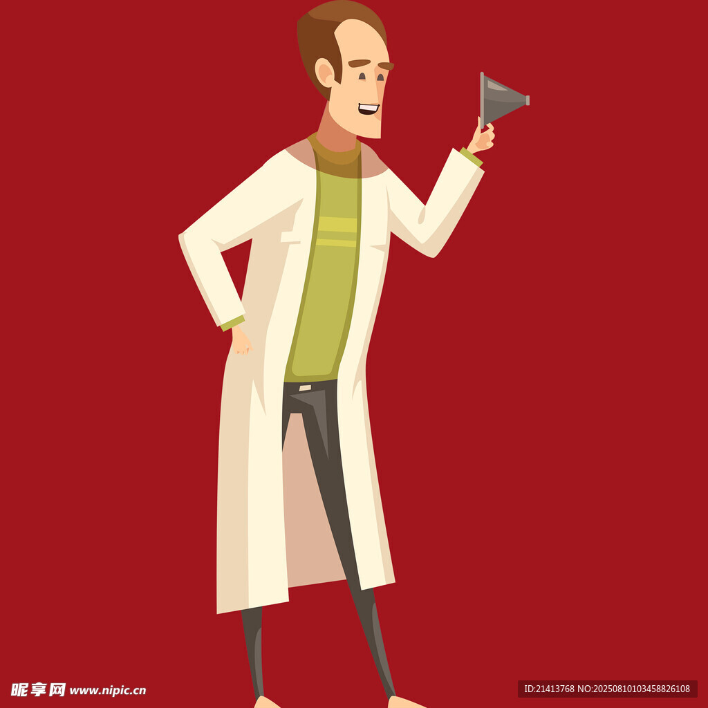 科学家手持锥形瓶做实验