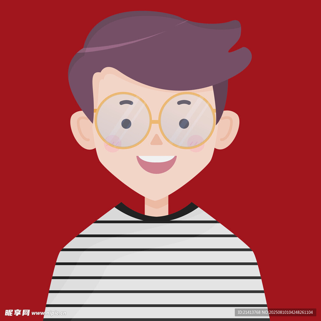 戴眼镜的条纹衫男孩