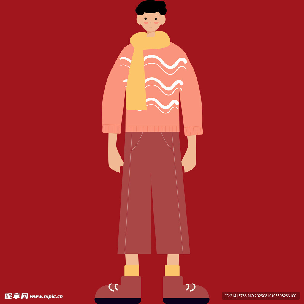 穿着时尚的站立男士形象