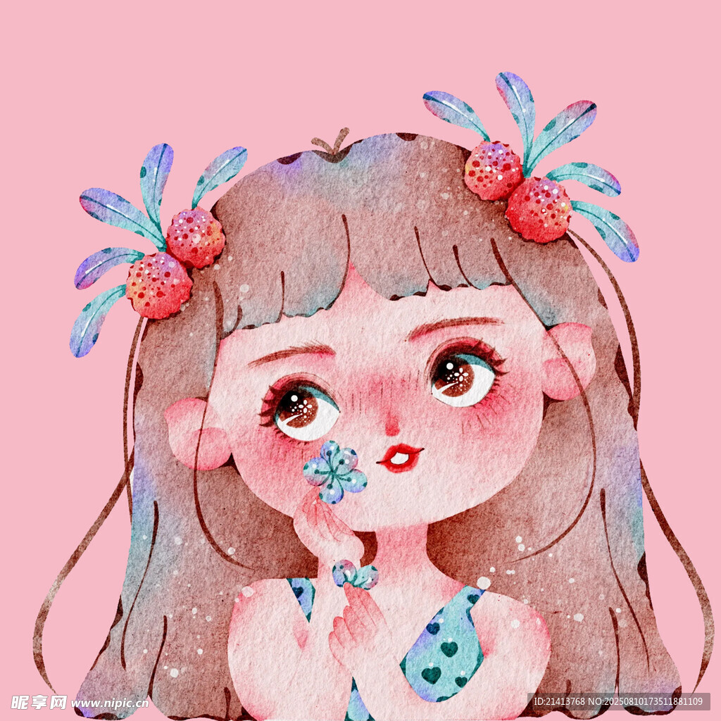粉色系可爱女孩插画