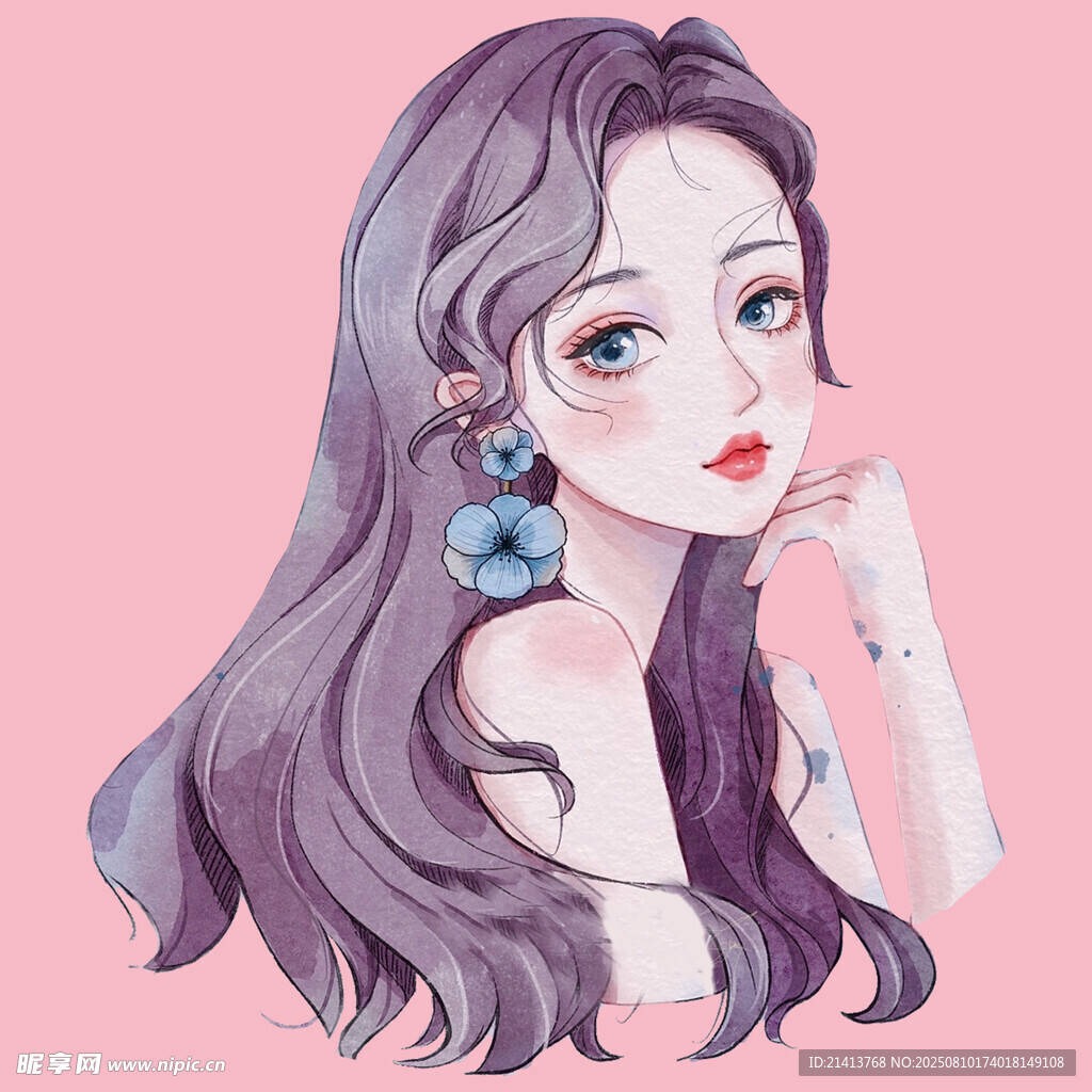 长发美少女插画形象