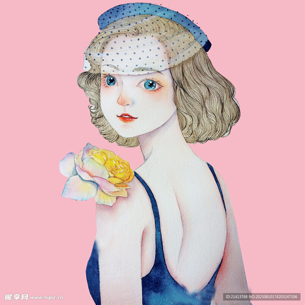 复古装扮的优雅女性
