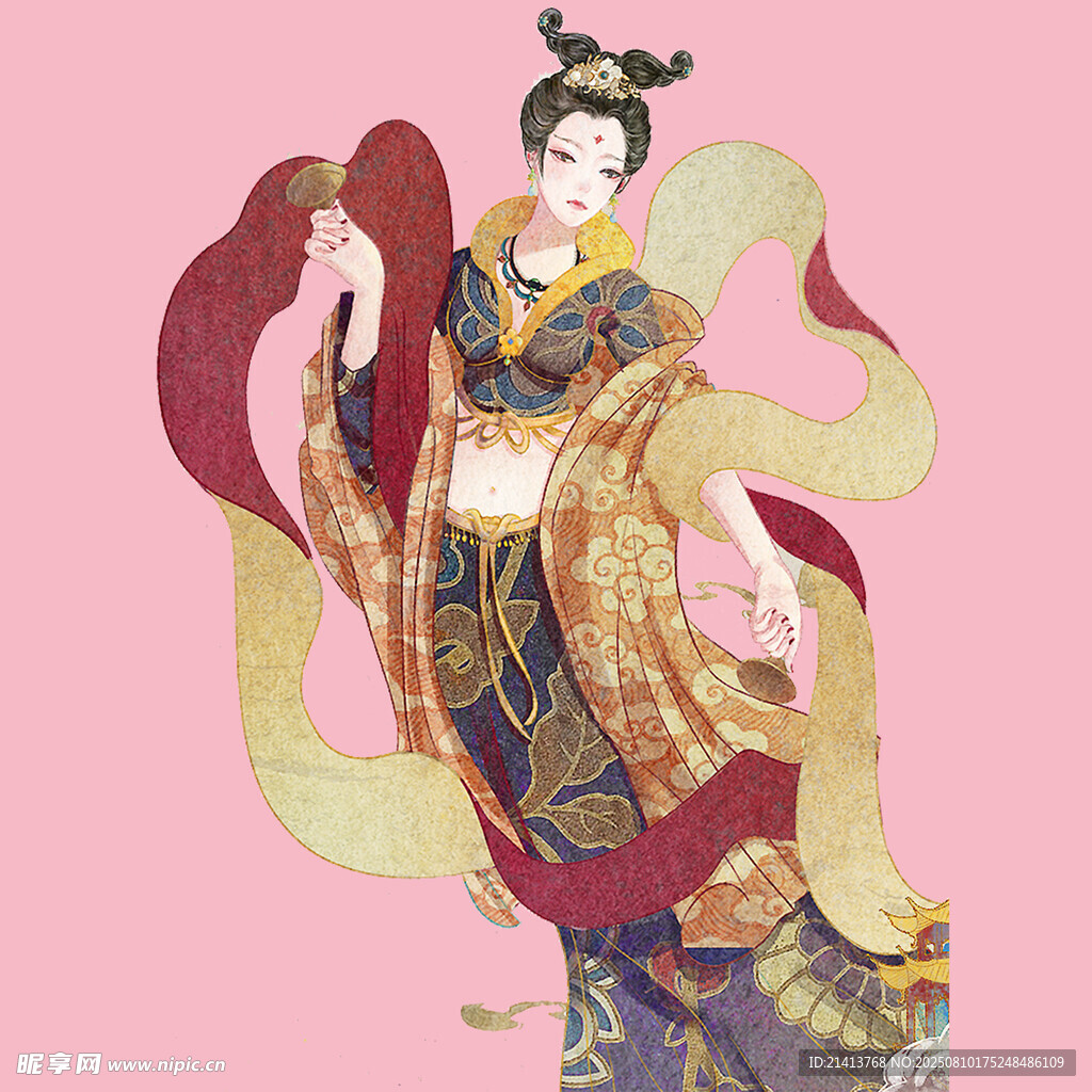 古风唐装女子翩翩起舞