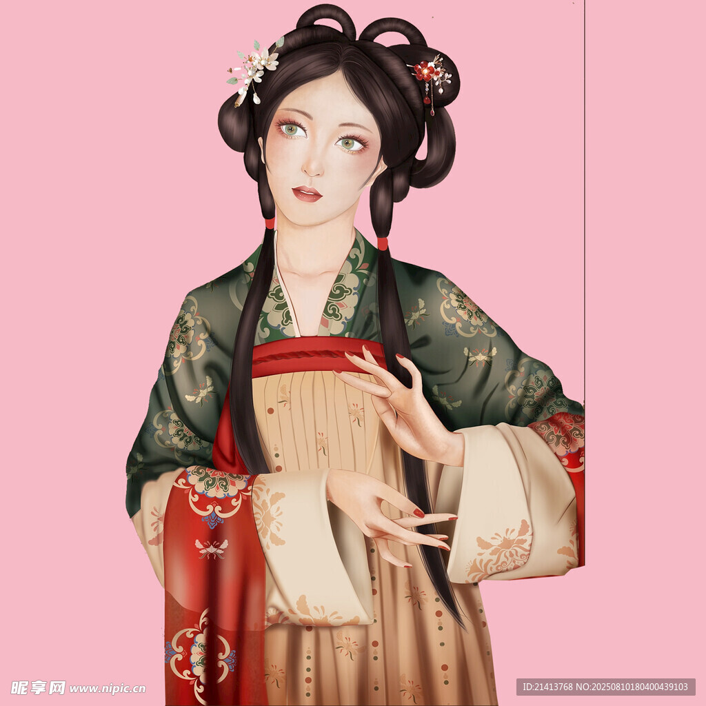 古风汉服女子优雅姿态