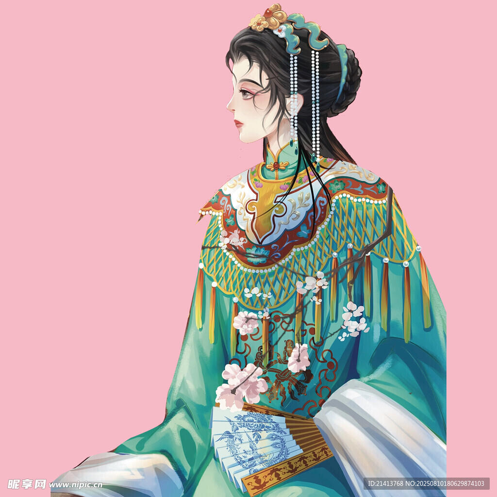 古风华服女子侧颜图
