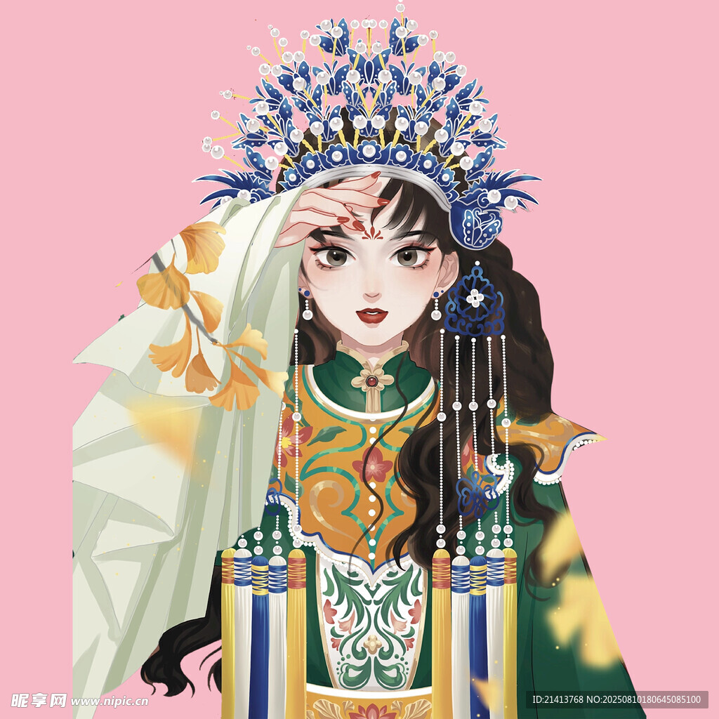 京剧扮相女子 华美服饰头饰