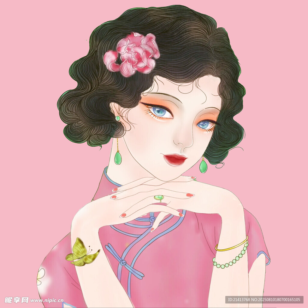 复古旗袍女子优雅扮相